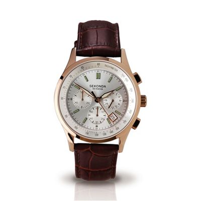 Men's brown leather strap chronogrpah watch 3847.27
